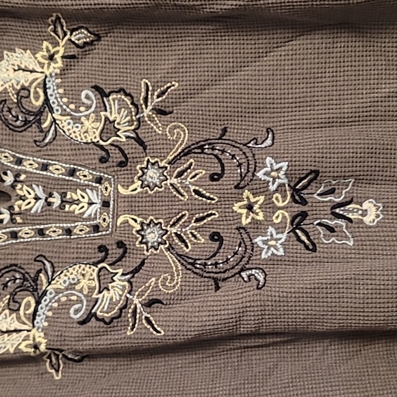 J. Jill Olive Embroidered Shirt Like New - Picture 4 of 5
